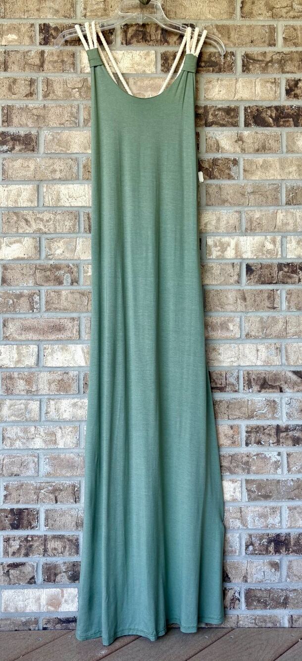 NWT Bodycon Tank Maxi Dress Stretch Sleeveless Sz MED Boho Beachy Bohemian Sexy